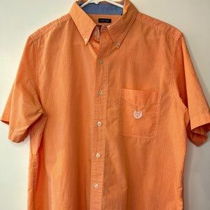Chaps orange button up short sleeve shirt